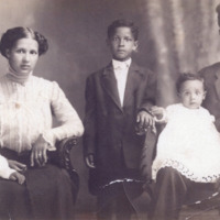 Talbot family 1910, from left to right, Douglas Arthur, mother - Mary Ellen  (Turrell), Benjamin Terrell, baby - Ross Lavera and father - Benjamin Augustus<br />
