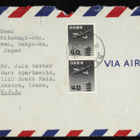 Letter from Teruo Ueno to IAIN BAXTER&amp; [envelope]