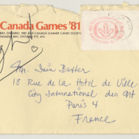 General correspondence, Canada Games poster design [envelope front]