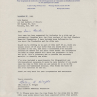 General correspondence, Jack Chambers Memorial Foundation