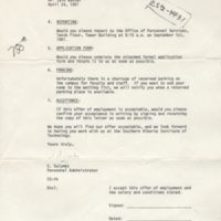 General correspondence, Southern Alberta Institute of Technology, Personnel Services