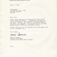Correspondence, Art Gallery of Ontario, catalogue update